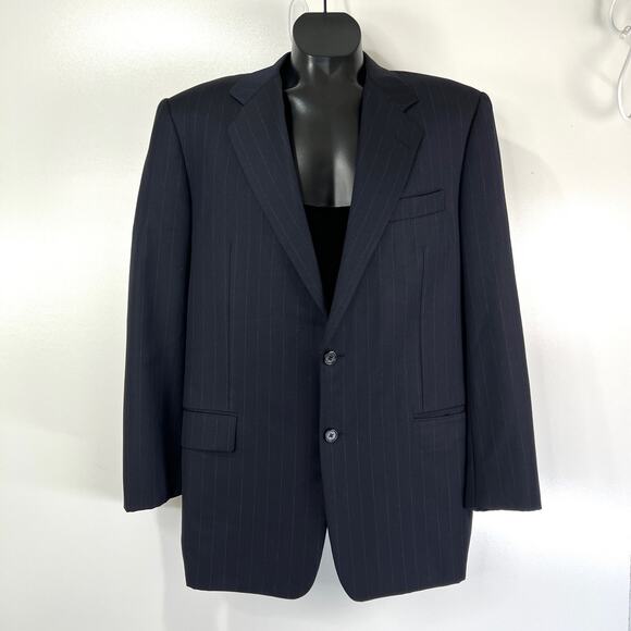 Hickey Freeman Loro Piano Wool Boardroom Blazer Navy Pinstripe